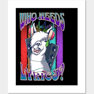 Llama with Headphones – Who Needs Lyrics Posters and Art